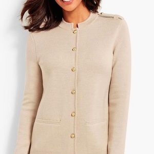 Talbots Military Style Merino Wool Blend Sweater Jacket